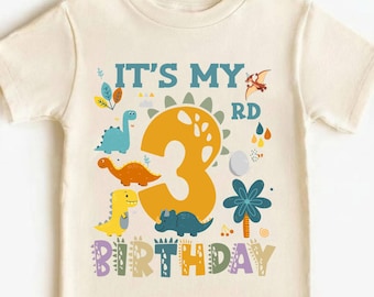 Dinosaur 3rd Birthday PNG: T-Shirt Iron On Design (Digital Download)