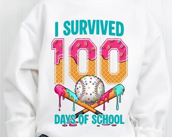 100 Dias de Sorvete de Beisebol Escolar PNG (Download Digital)