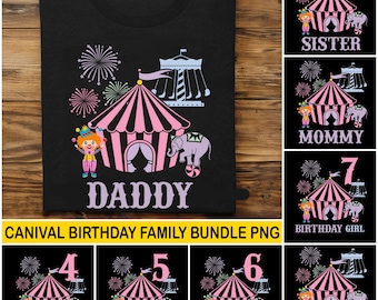 Circusfeestje PNG-bundel: familiecarnavalshirts (digitale download)