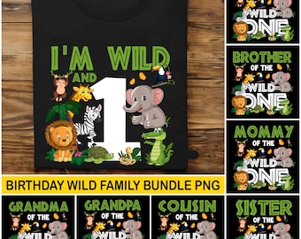 Wild One Birthday Safari Animals PNG Bundle (Digital Download)