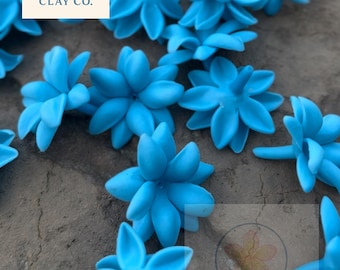 Pikake Jasmine Blue Large Size Periwinkle Clay Flowers for Jewelry Making | Handcrafted Clay Beads | Hawaiian Craft Supply