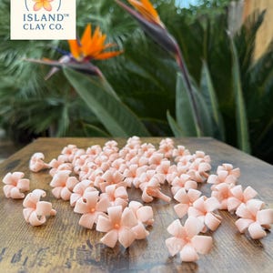 Pastel Pink Puakenikeni Clay Flowers 2.5 cm | Hawaiian Clay Beads for Lei Making, Jewelry, Crafts & Tropical Decor
