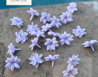 Fleurs en argile Pikake jasmin mauve clair pour la fabrication de bijoux | Perles d'argile fabriquées à la main | Fournitures artisanales hawaïennes