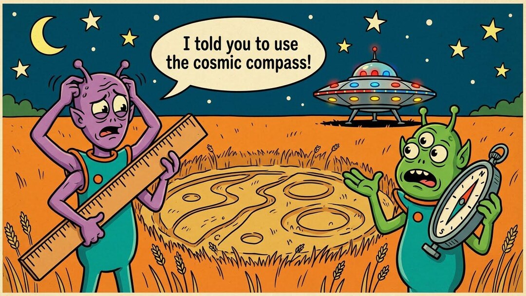 Funny Alien Crop Circle Cartoon – Cosmic Compass Parody Art - Etsy