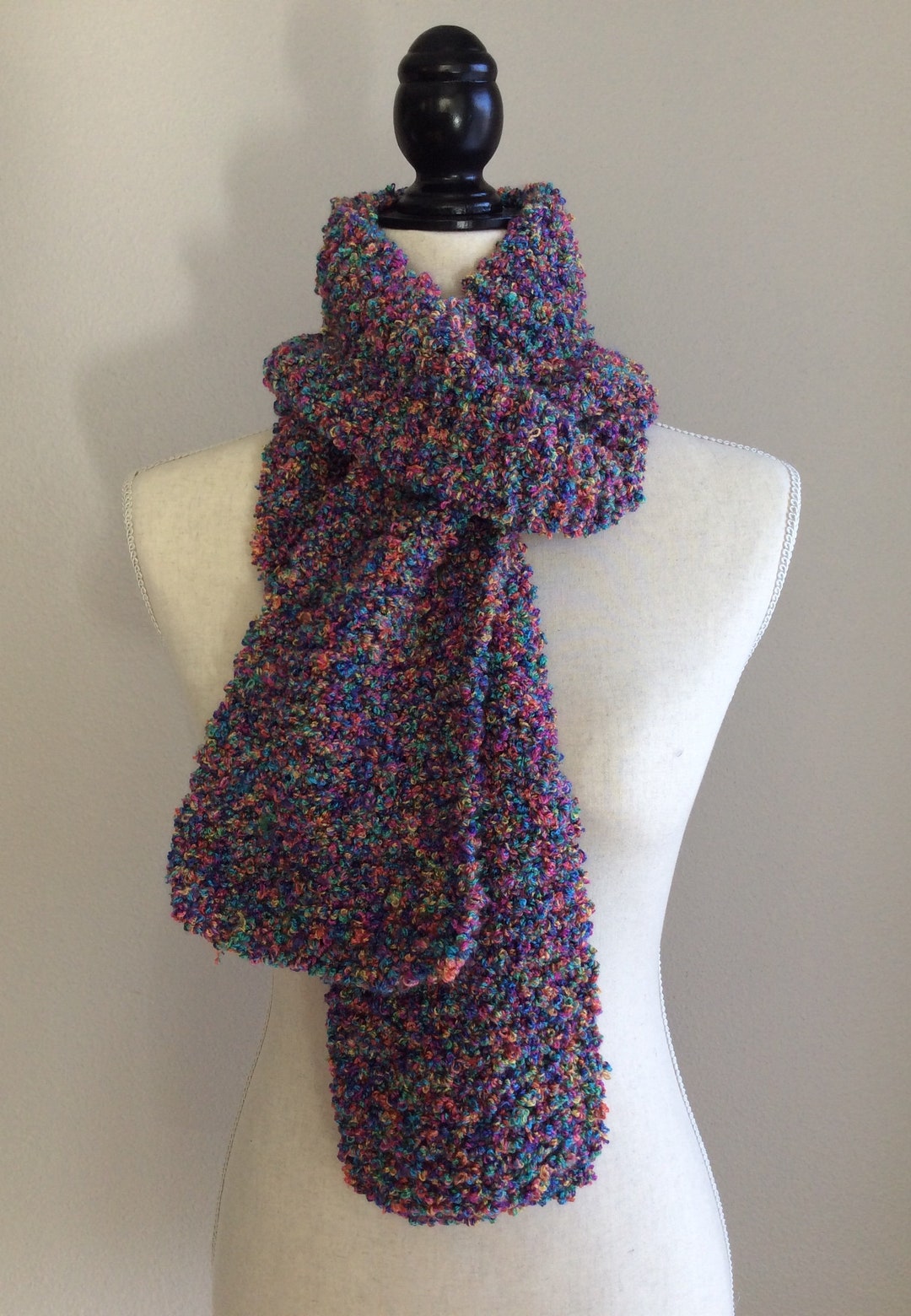 Beautiful Multicolored Hand Knit Scarf - Etsy