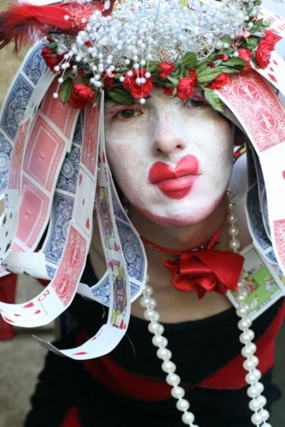 items similar to queen of hearts card wig crown headdress