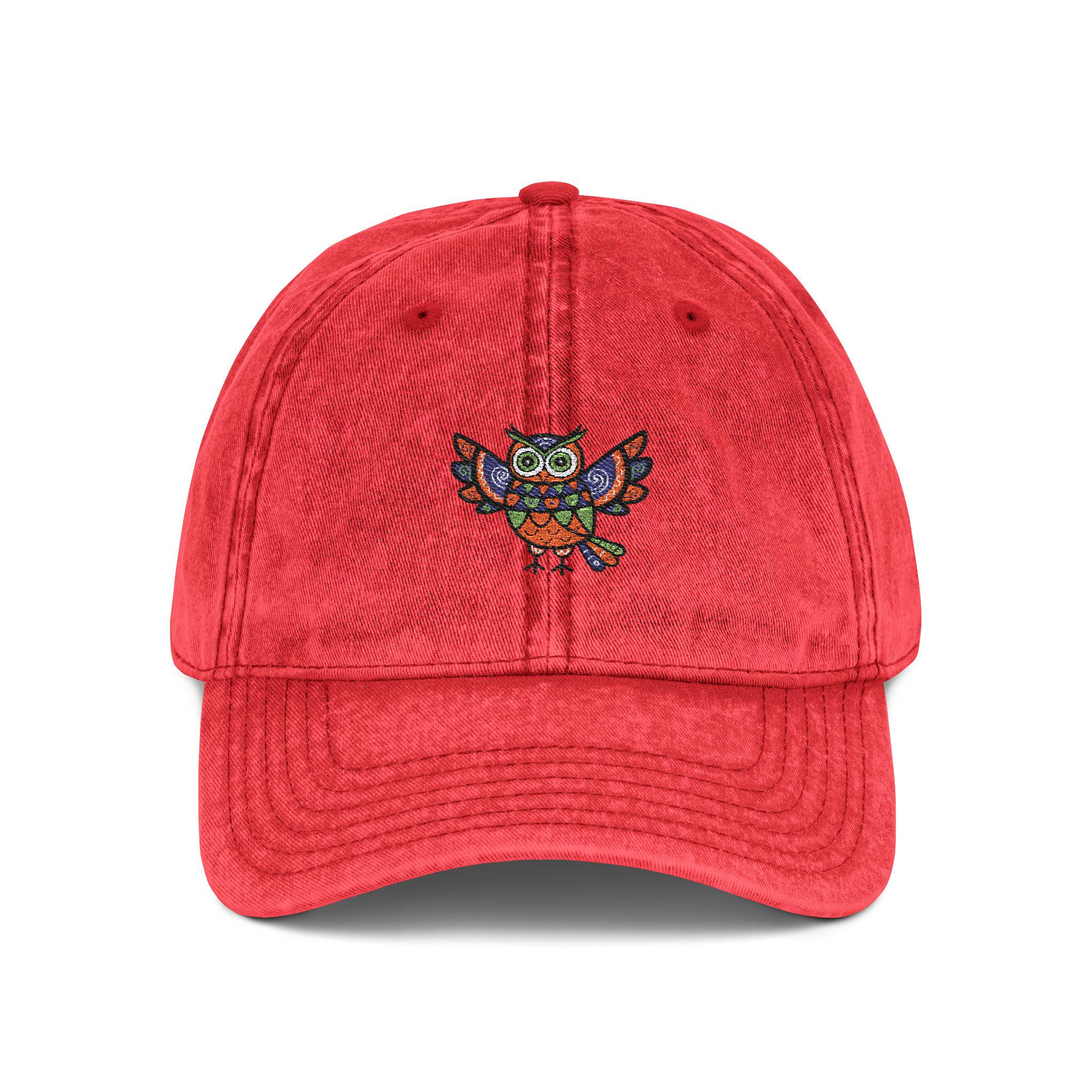Vintage Cap (Embroidery) - Colorful Owl Dad Hat