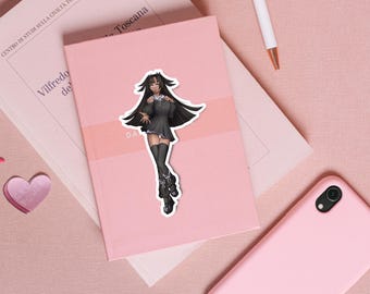 3 / 5.5 in Black Girl Kawaii Anime Jirai Kei Vinyl Sticker