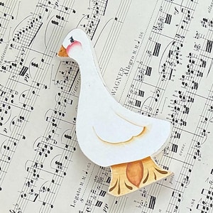Vintage Folk Art Goose-Hand Painted Wooden Goose-Collectible Goose Figurine-Folk Art Fowl Collectible-Hand Made Folk Art Goose Knick Knack