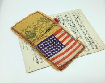 WW1 Militaria-Silk Love Letter-WW1 Silk Memorabilia-Sentimental Cloth Love Letter-Silk American Flag-WW1 Collectible-Vintage Americana