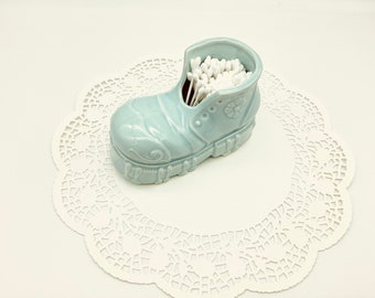 Aqua Blue Ceramic Boot-Vintage Baby Decor-Ceramic Boot- Gift for Mom To Be-Baby Shower Gift-Gift for New Mom-Baby Boot Planter- Vintage Shoe