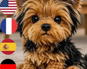Modello all'uncinetto per realizzare un cane Yorkshire Terrier realistico / Cane amigurumi per principianti, regalo fai da te (tutorial in PDF)
