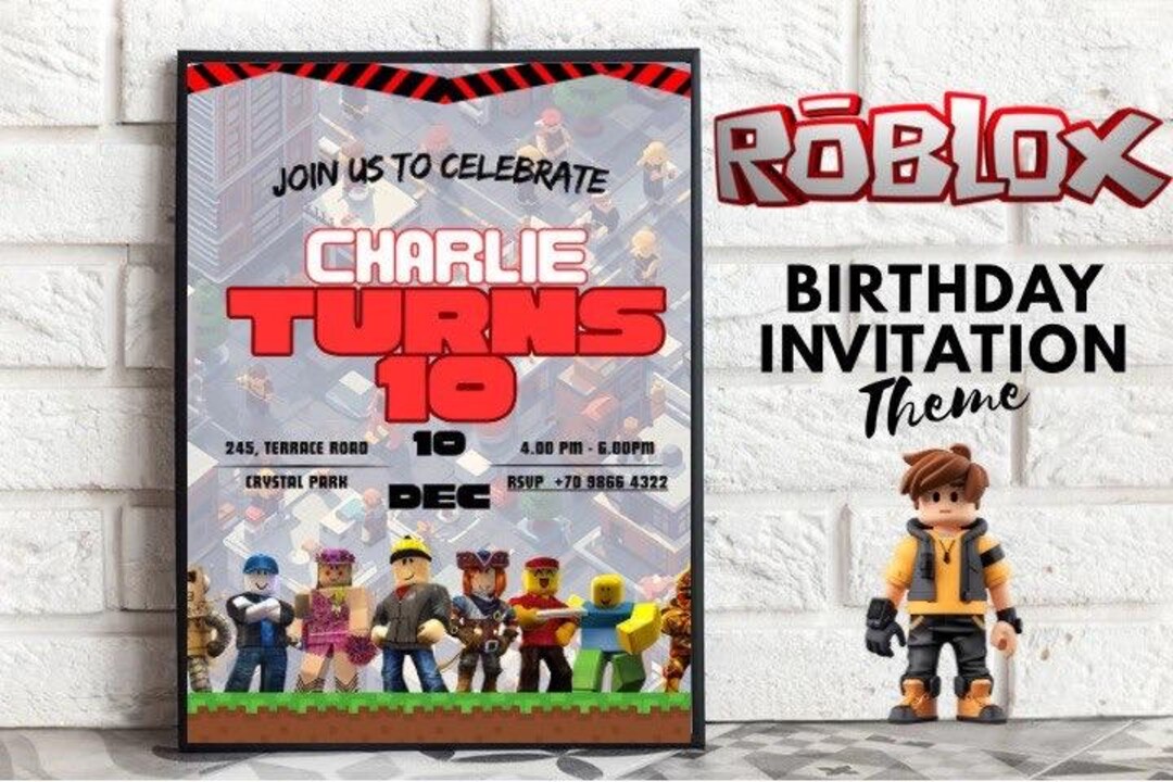 Roblox Birthday Invitation | Editable Canva Template | Digital ...