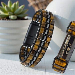 Custom Name gift - Tiger Eye Natural Jewelry For Men