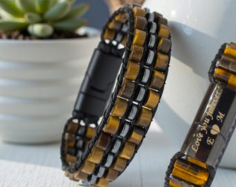 Custom Name gift - Tiger Eye Natural Jewelry For Men