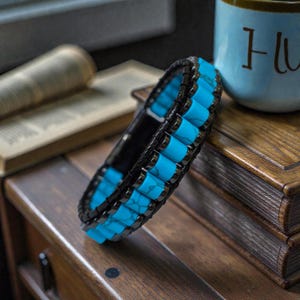 Natural Turquoise Bracelet For Men, Mens Hematite Jewelry with Crystals, Handmade Men Accessory