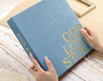 Velvet Photo Album – Custom Scrapbook, Baby Memory Book, Large Self-Adhesive 6x4 Photos
