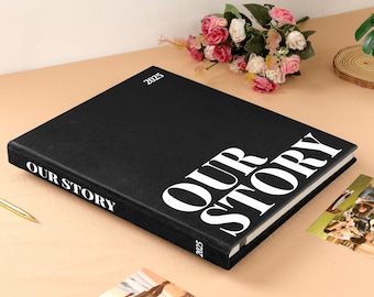 Self Adhesive Velvet Photo Album Personalized, Wedding Scrapbook Album, Couple Memory Book, Anniversary Gift for Family & Travel Photos