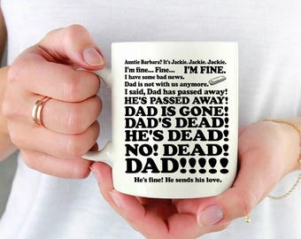 Roseanne Tante Jackie Dad ist gegangen, Papas tot Keramik Kaffeetasse, lustige Szene Akzent Tasse, Geschenk für Fan, Geschenk für Mama, Muttertagsgeschenk