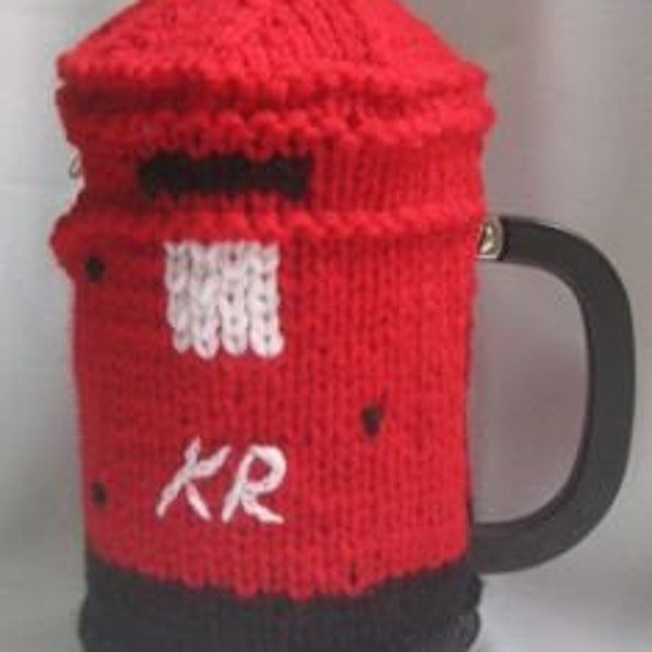 Post Box Coffee Pot Cosy - KNITTING PATTERN - pdf file by automatic download