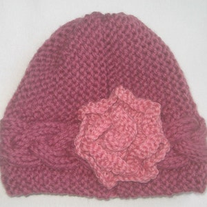 Cable Hat With Flower KNITTING PATTERN Pdf File by - Etsy