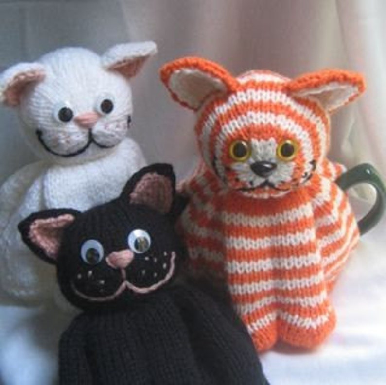 Cat Tea Cosy KNITTING PATTERN pdf file by automatic download image 1