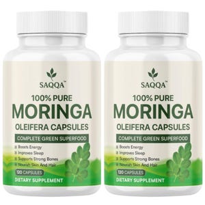 Pure Moringa Leaf Capsules – Superfood Dietary Supplement, 120 Count 500mg - PACK 0F 2
