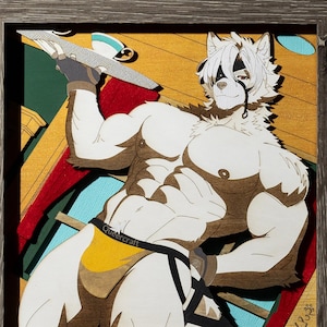 Bara Furry Art | Lycaon Inspired 3D Wood Shadowbox (8"x8")