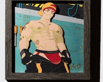 El Mecánico Gay / Caja de sombras Bara hecha a mano / 8"x8"