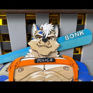 Horny Police - Bara Furry 3D Shadowbox | Handmade Horny Boink Themed Art imagem 3