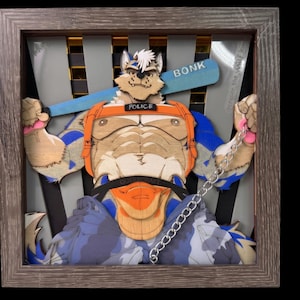 Horny Police - Bara Furry 3D Shadowbox | Handmade Horny Boink Themed Art imagem 1