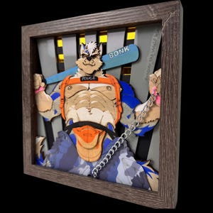 Horny Police - Bara Furry 3D Shadowbox | Handmade Horny Boink Themed Art imagem 2