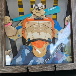 Horny Police - Bara Furry 3D Shadowbox | Handmade Horny Boink Themed Art imagem 6