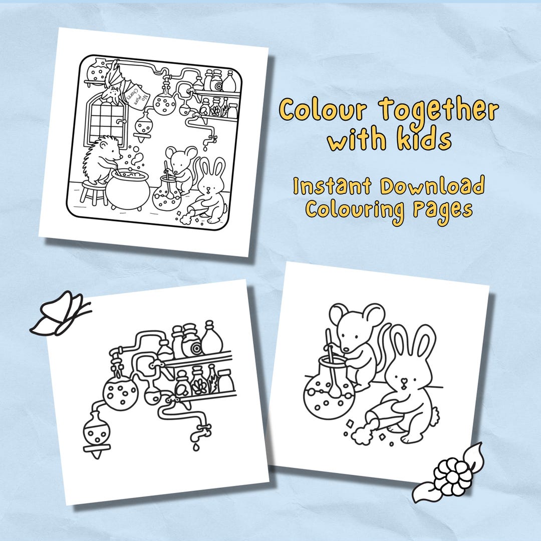 Cute Colouring Pages for Kids and Adults Printable Potion Lab Colour ...