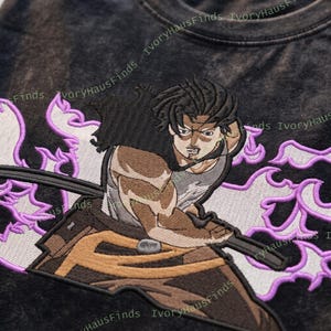 Embroidered Shadow Dagger Blade Warrior Tee Washed Tee Anime Lover Gift