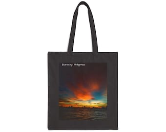 Dramatic Sunset Over Ocean Tote Bag | Boracay Philippines Beach Print