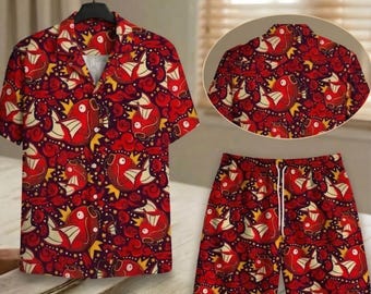 Camisa hawaiana Magikarp, camisa tropical con botones, pantalones cortos de playa de verano, atuendo divertido unisex para vacaciones, regalos de camisas Magikarp
