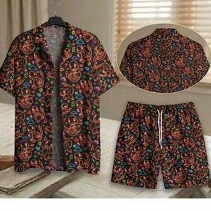 Neon Charmander Hawaiian Shirt Tropical Button Up Shirt Cute Beach Short Summer Outfit Unisex Beach Set Charmander Shirt Gifts