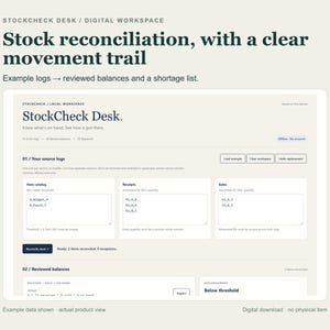 StockCheck Desk | Stock Reconciliation & Replenishment HTML Tool