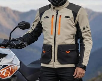 Men’s KTM Touring Motorcycle Jacket CE Armor Adventure Motorbike Jacket Vented Textile Riding Gear Road Safety Jacket Gift for Riders
