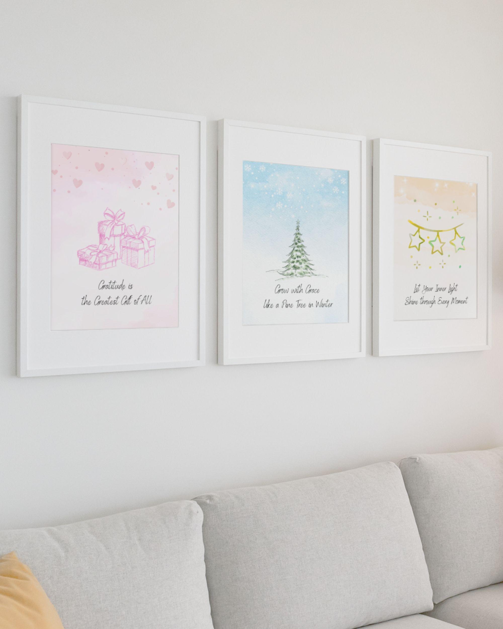 Pastel Motivational Quote Print Set | Watercolor Triptych Wall Art for ...