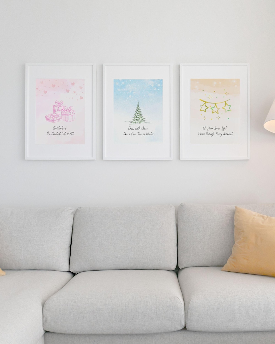 Pastel Motivational Quote Print Set | Watercolor Triptych Wall Art for ...