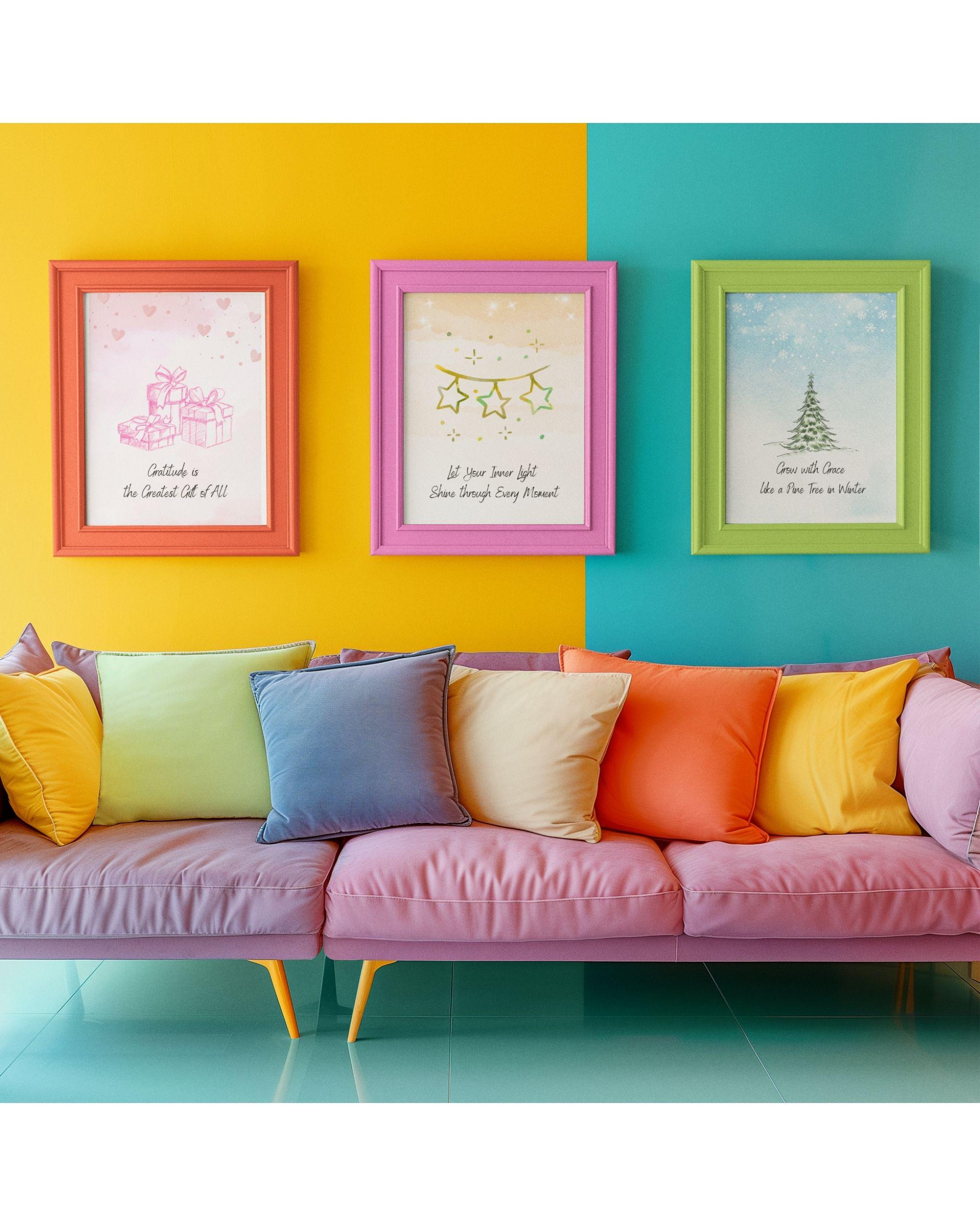 Pastel Motivational Quote Print Set | Watercolor Triptych Wall Art for ...