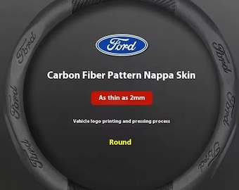 Ford Carbon Fiber Leather Steering Wheel Cover – Anti-Slip Grip for Mondeo, Focus, Ranger