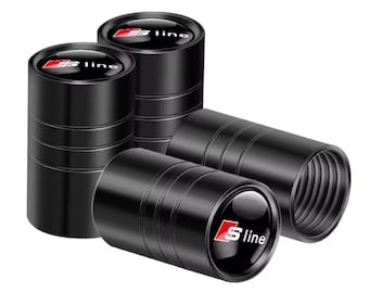 4 bouchons de valve de pneu Audi S Line Caches anti-poussière en aluminium 3D