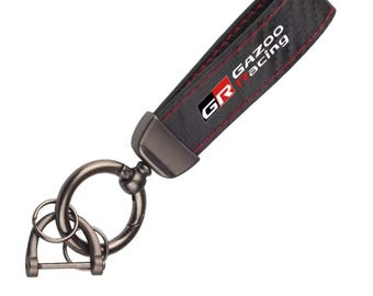 Leather Carbon Fiber Car Keychain for Toyota GR GAZOO Racing