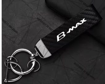 Porte-clés en cuir et fibre de carbone Ford pour voiture
