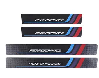 4 autocollants de plaque de seuil de porte de voiture en fibre de carbone pour BMW M Performance