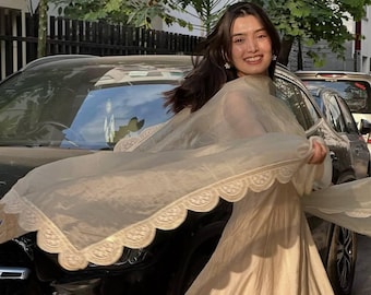 Visitra Seidenkleid Set | Gestickte Organza Dupatta, ethnische Hochzeits-Abnutzung