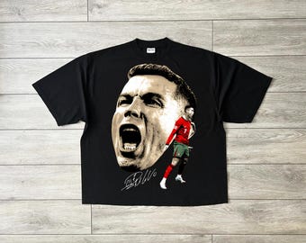 Football Soccer Player Cristiano Ronaldo Bigface PNG Design, Good For DTG DTF Transfer